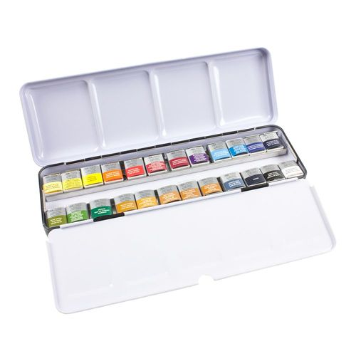 Image of Winsor & Newton Professional Watercolour 24 Half Pan Metal Tin