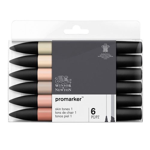 Image of Winsor & Newton Promarker Pack of 6 Skin Tones Set 1