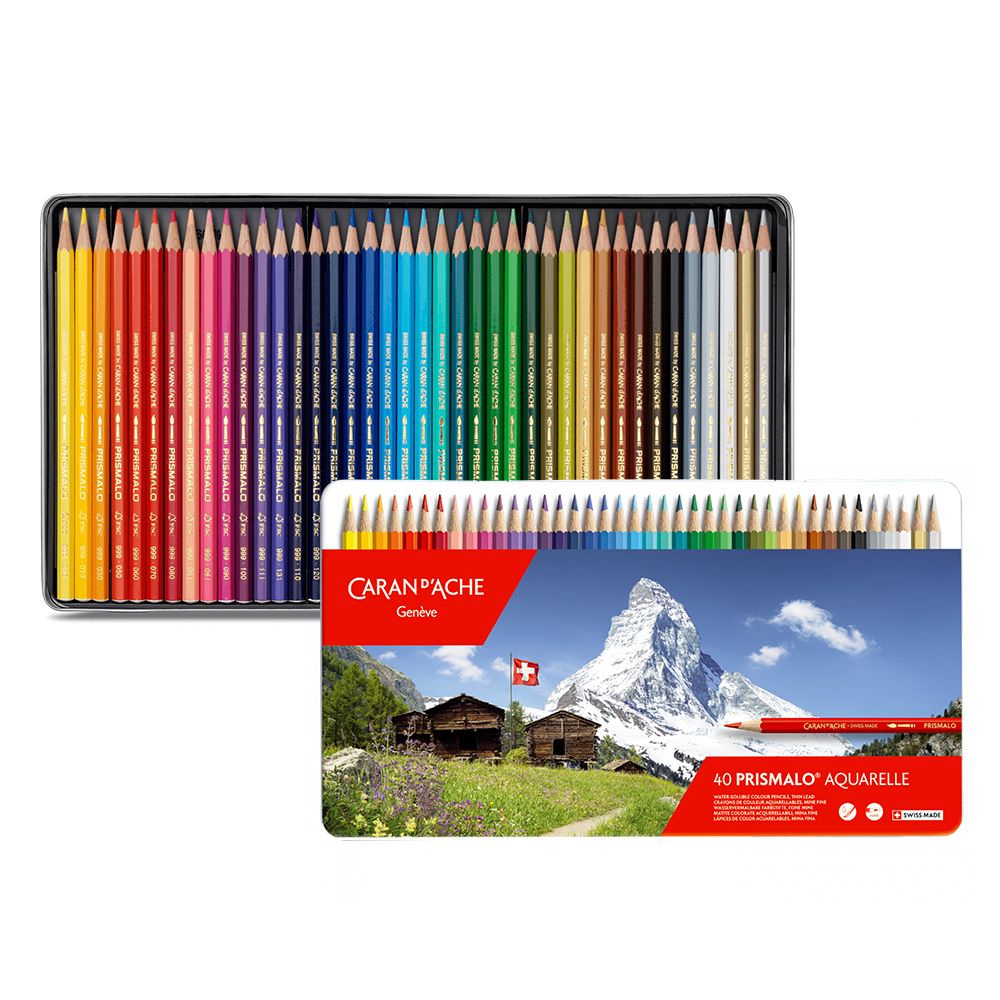 Caran d'Ache Prismalo Watercolour Pencils Tin of 40 | Bromleys Art