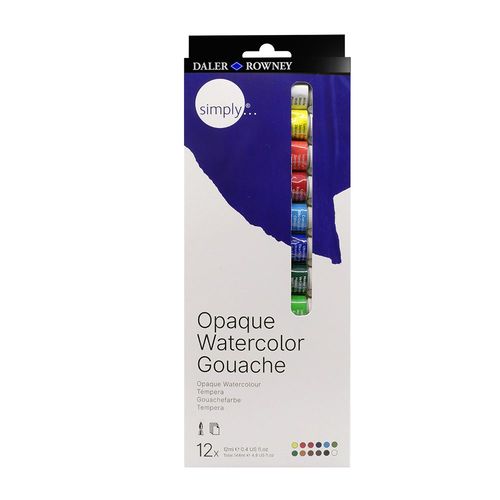 Image of Daler Rowney Simply Gouache Paint Set 12 x 12ml