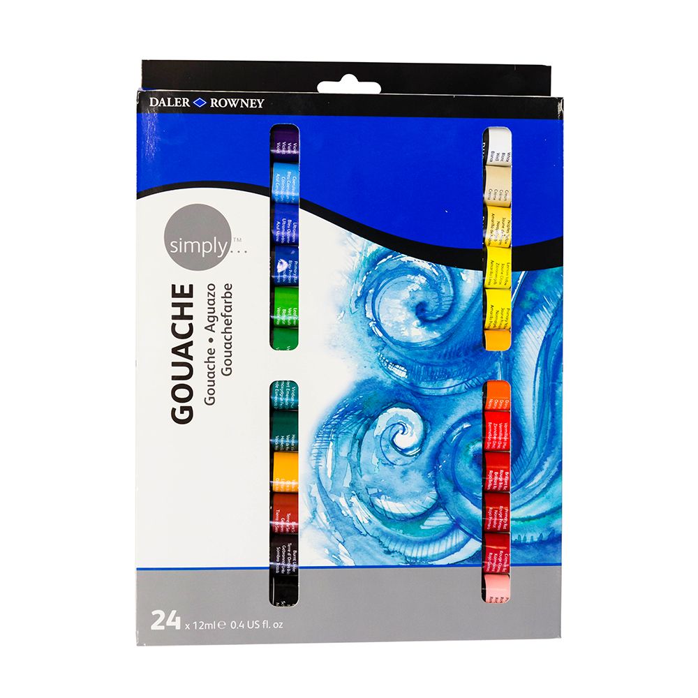 Daler Rowney Simply Gouache Set – 24 Farbtuben à 12 Ml, Perfekt Für Einsteiger Und Hobbykünstler