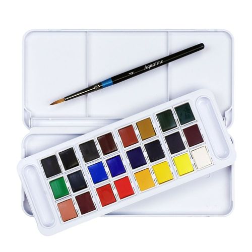 Image of Daler Rowney Aquafine Watercolour Paint 24 Half Pan Set