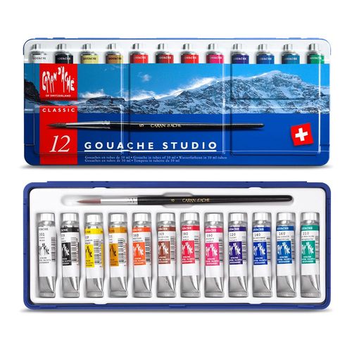 Image of Caran d'Ache Studio Gouache 12 Colour Paint Set