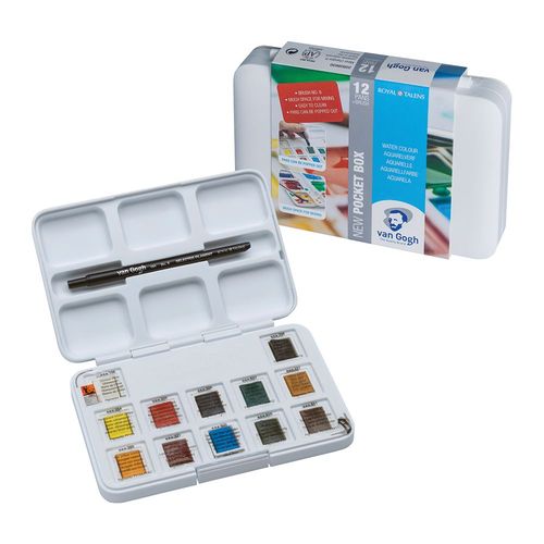 Image of Royal Talens Van Gogh Watercolour Paint 12 Half Pan Pocket Box