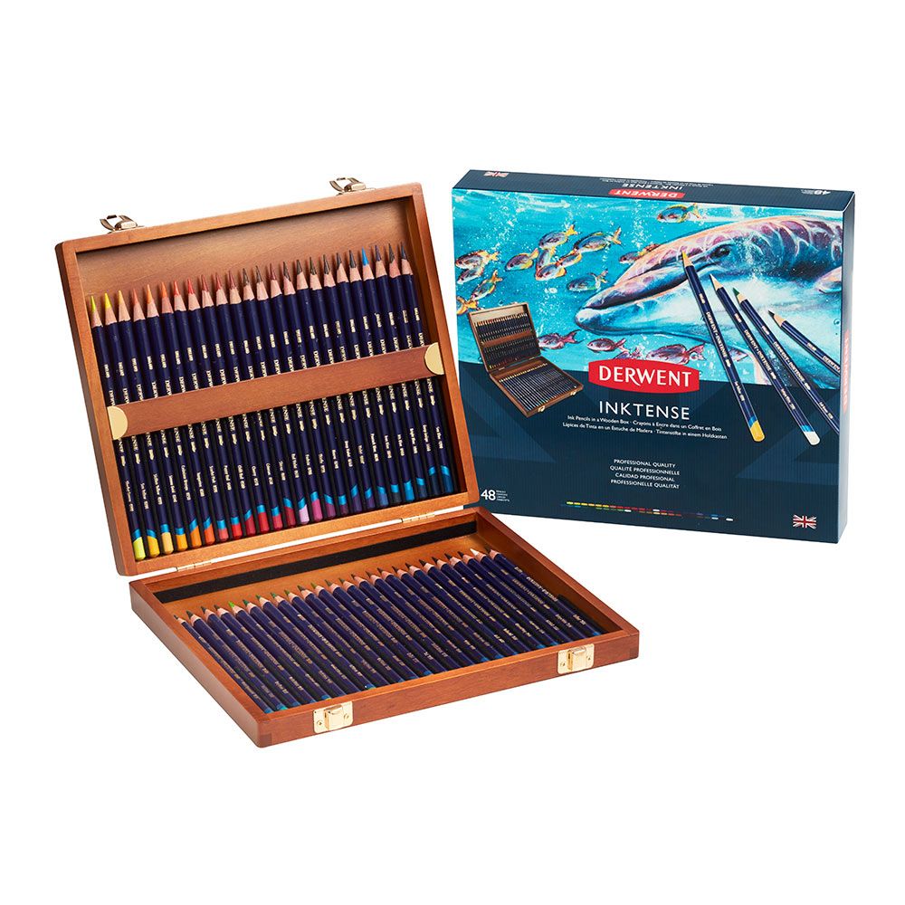 Derwent Inktense 48 Wooden Box | Bromleys Art Supplies