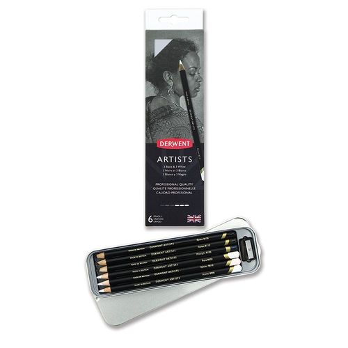 Image of Derwent Artists Pencils Black & White 6 tin