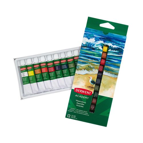 Image of Derwent Academy Watercolour Paint 12 x 12ml Tube Set
