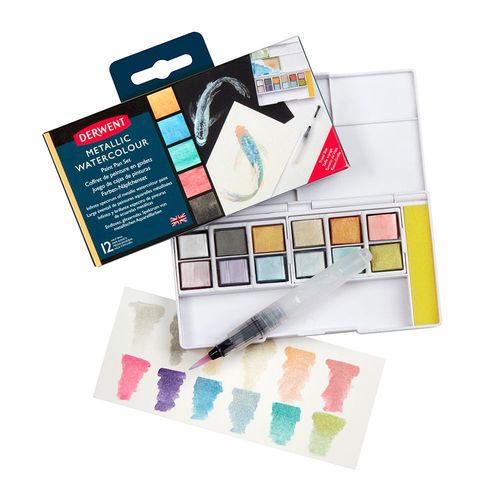 Image of Derwent Metallic Paint 12 Pan Set