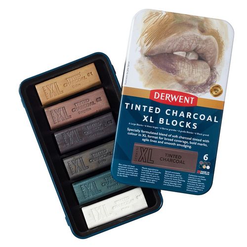 Image of Derwent Tinted Charcoal XL Blocks Tin