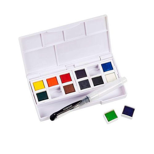 Derwent Watercolour Paint Pan Set of 12 Bromleys Art Supplies