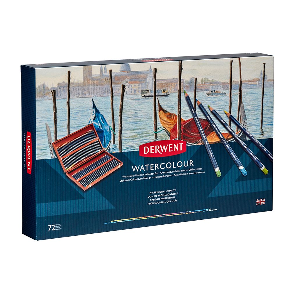 DERWENT 水彩色鉛筆 72色セット 木製ケース Derwent Watercolour Pencil 72 Wooden Box Set | Bromleys Art Supplies