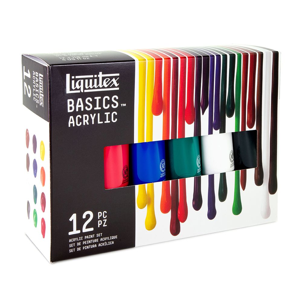 thumbnail interactive-video image 1 of 12-Pack Acrylic Paint Set - 12mL Tubes, Assorted Colors, For Adults & Kids 1 of 3
