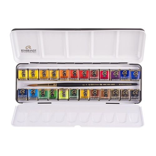 Image of Rembrandt Watercolour 24 Half Pan Metal Tin Set