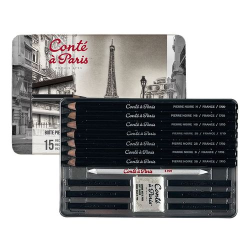 Image of Conté à Paris Pierre Noire Drawing 15 Piece Set