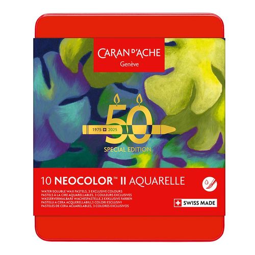 Image of Caran d’Ache Neocolor II Aquarelle Watersoluble Wax Pastel Set of 10 Lush Colours