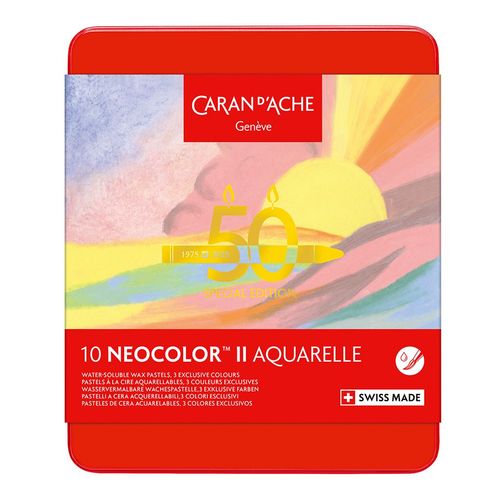 Image of Caran d’Ache Neocolor II Aquarelle Watersoluble Wax Pastel Set of 10 Pastel Colours