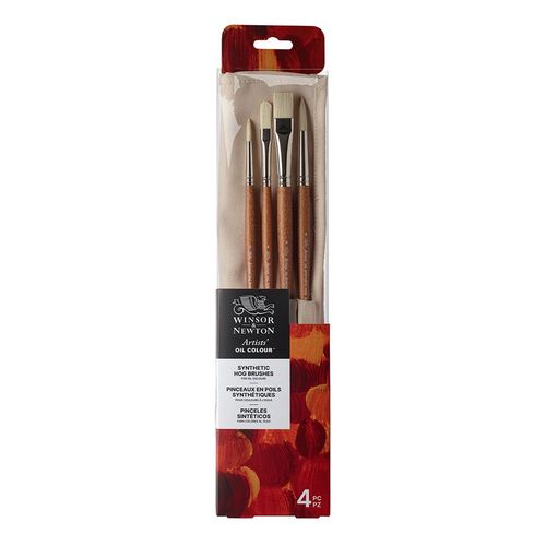 Image of Winsor & Newton Artists Oil Synthetic Hog Brush Wallet 4 Piece Set