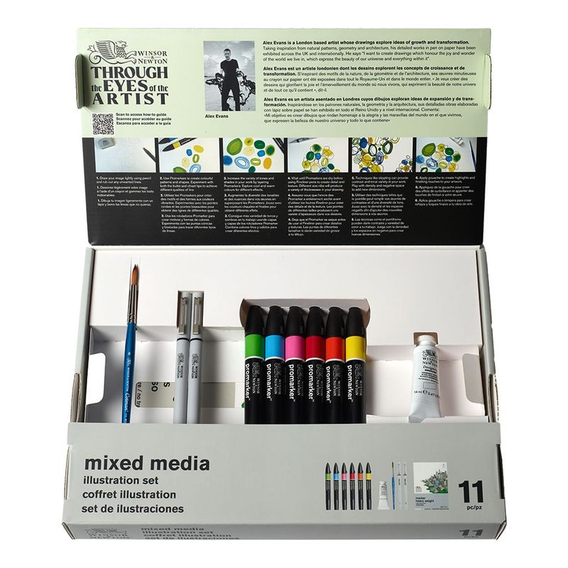 Winsor & Newton Set Mixed Media Per Urban Sketching – 16 Pezzi, Con Promarker E Acquerelli