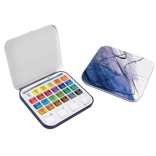 Image of Daler Rowney Aquafine Travel Tin (24 Half Pans)