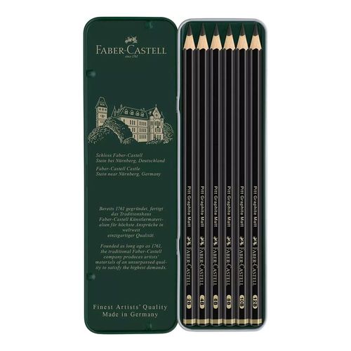 Image of Faber Castell PITT Graphite Matt Pencil Tin of 6