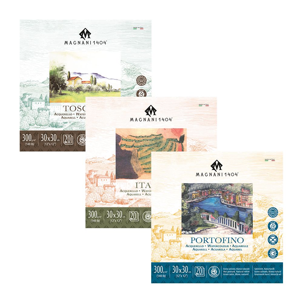 Magnani 1404 Portofino Hot Press 100% Cotton Watercolor Paper Pad, 20 Sheets, 4.5x9, 140 Lb, Acid-Free, UV Resistant, Deckled Edges, Vegan Sized Water Color Paper For Artists, Made In Italy - View #3