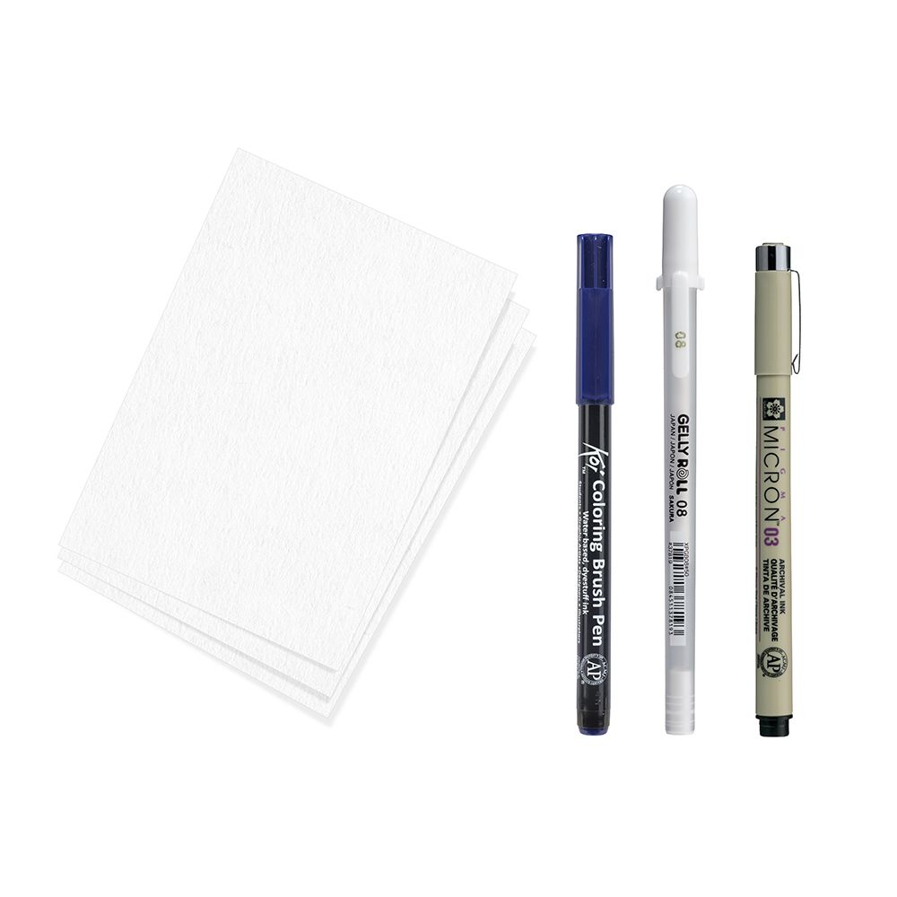 SAKURA RAY LIGHT THERAPY PEN セット Sakura Creative Kit Great Wave off Kanagawa | Bromleys Art Supplies