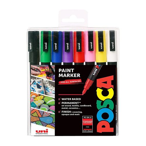 Image of Uni POSCA PC-3M Fine Bullet Tip Set of 8 Colours