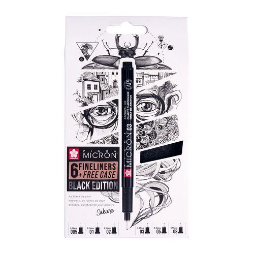 Black & Gold Editie Sakura Pigma Juego De Pluma De Tinta Micron En Blíster - Yaxa Fineliner Set