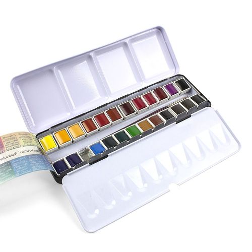 Image of Sennelier L'Aquarelle Watercolour Metal Tin of 24 Half Pans