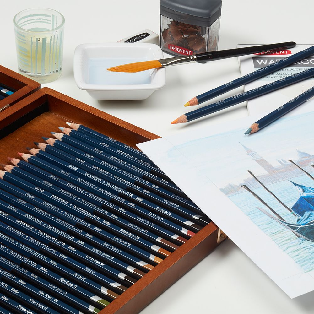 Derwent Watercolour Pencils 48 Wooden Box | Bromleys Art Supplies
