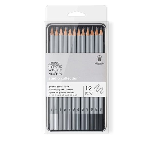 Winsor & Newton Studio Collection Graphite Pencil Sets Tin of 12 Soft
