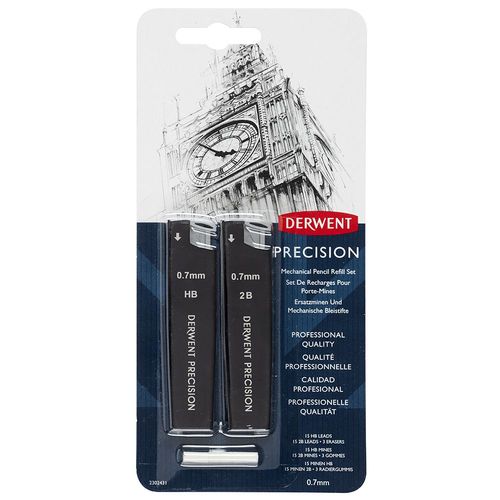 Derwent Precision Lead and Eraser Refills 0.7mm Lead and Eraser Refill set