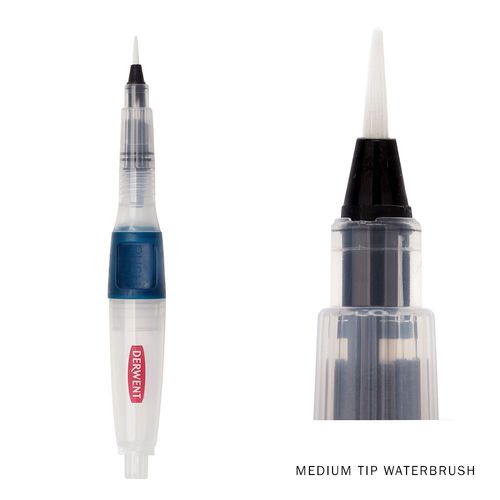 Derwent Push Button Waterbrushes Medium Tip