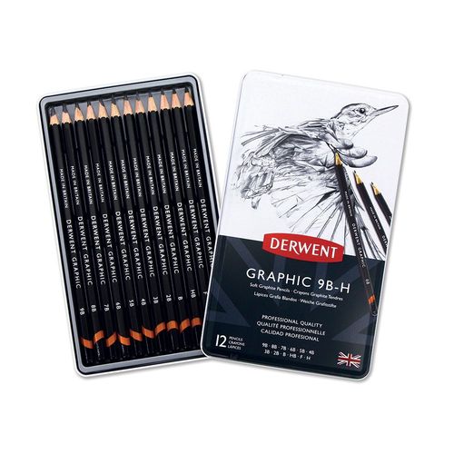 Derwent Graphic Pencils Tins of 12 Soft (H-9B)