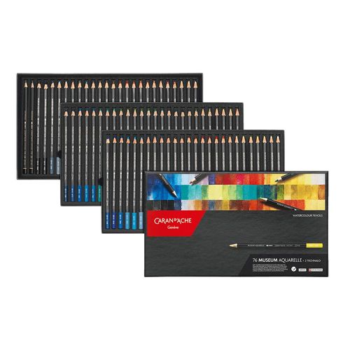 Caran d'Ache Museum Aquarelle Pencil Sets 76 + 2 Technalo Pencils
