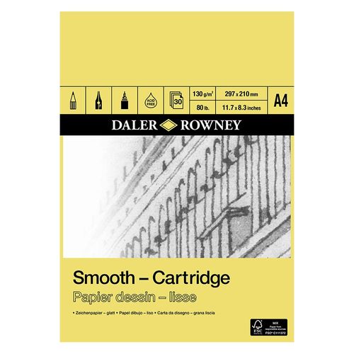 Daler Rowney 130gsm Smooth Cartridge Pad A4