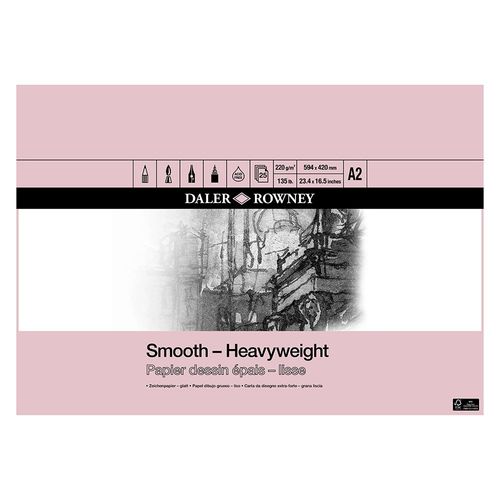 Daler Rowney Heavyweight Smooth 220gsm Cartridge Pad A2
