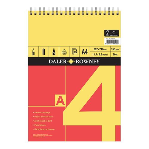 Daler Rowney Spiral Bound 150gsm Cartridge Pad A4