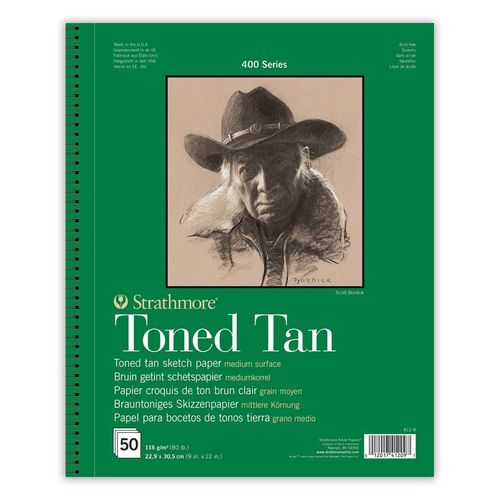 Strathmore Toned Tan 118gsm Sketchbook 11" x 14" (24 Sheets) Spiral Sketchbook