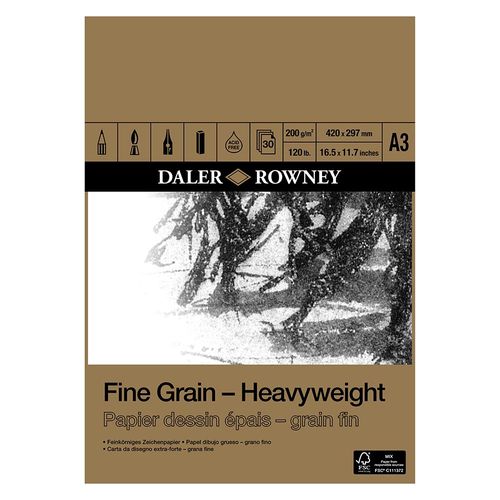 Daler Rowney Fine Grain Heavyweight 200gsm Pad A3