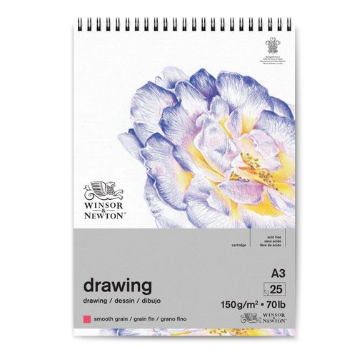 Winsor & Newton Smooth Surface Drawing Pads Spiral 150gsm A3