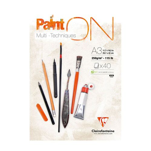 Clairefontaine Paint'ON Multi Technique White Paper Pads A3