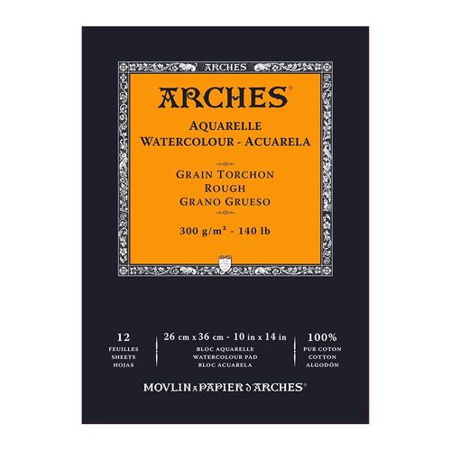 Arches Aquarelle Gummed Watercolour Paper Pads 10"x14" Rough