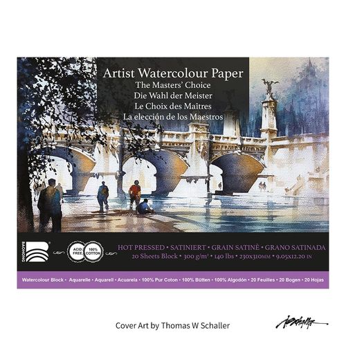 Baohong Masters Choice Artists Watercolour Paper Blocks Hot Press 23 x 31cm ( 9.05“ x  12.20“)