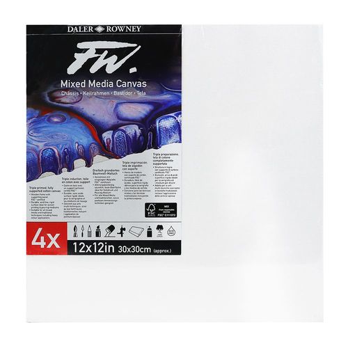 Daler-Rowney FW Mixed Media Rigid Canvas Packs 12" x 12" | 30cm x 30cm (4)