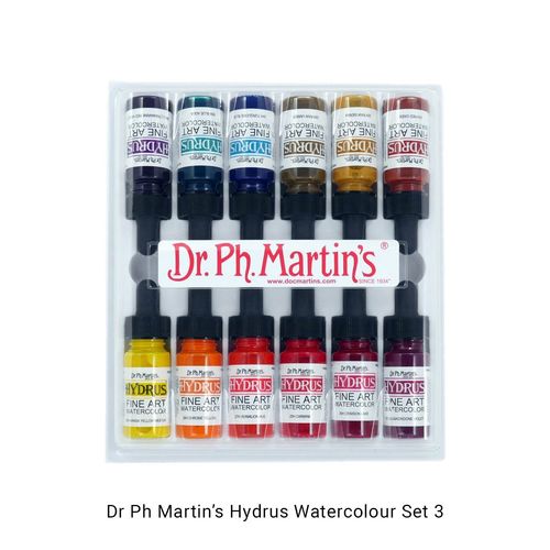 Dr Ph Martins Hydrus Liquid Watercolour Paint 12 x 15ml Sets 3