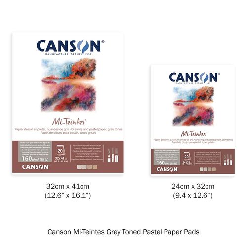Canson Mi-Teintes Pastel Paper Pads Grey 24 x 32cm (9.4 x 12.6")