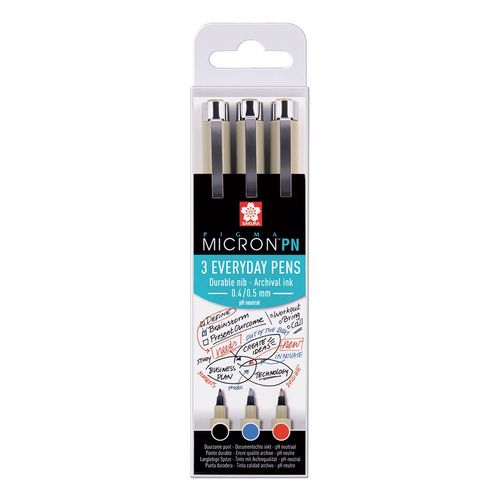 Sakura Pigma Micron PN Pen Wallets 3 Office (Red, Blue, Black)