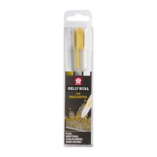 Sakura Gelly Roll Gel Pens 3 Pack (White, Silver, Gold)